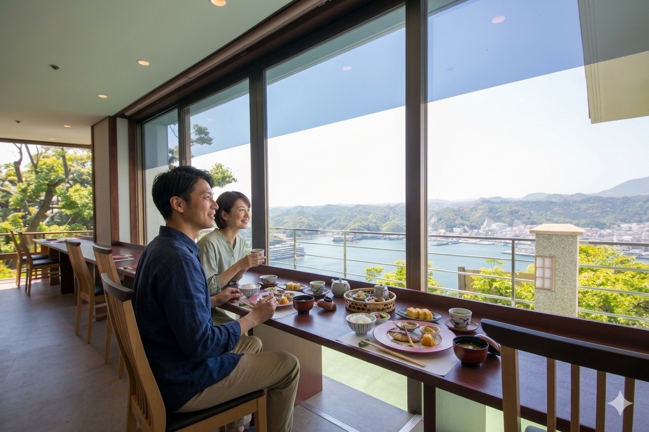 山上館レストラン　イメージ　 「Innovative Cuisine WAKAYAMA」33階からの景色