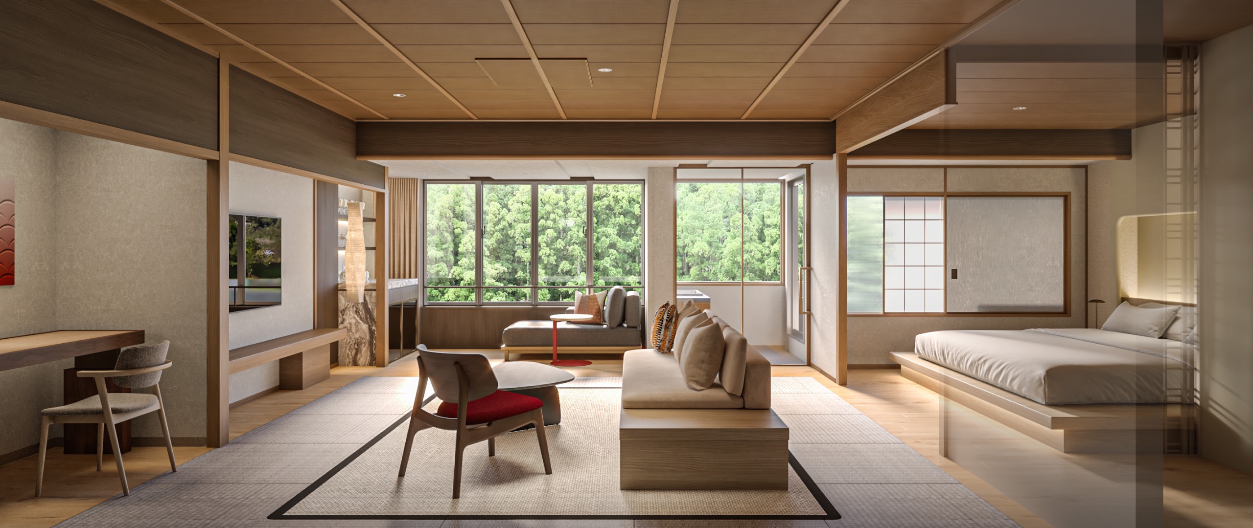 緑翠スイート源泉かけ流し露天風呂＋サンルーム