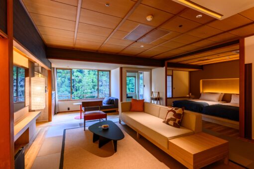 【リニューアル部屋】森と川を望む源泉かけ流し露天風呂付スイートで過ごす癒しの休日／夕食は和歌山ブランド熊野牛会席